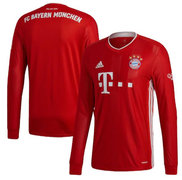 Bayern Munich Long Sleeve Home Kit Soccer Jersey 2020/21